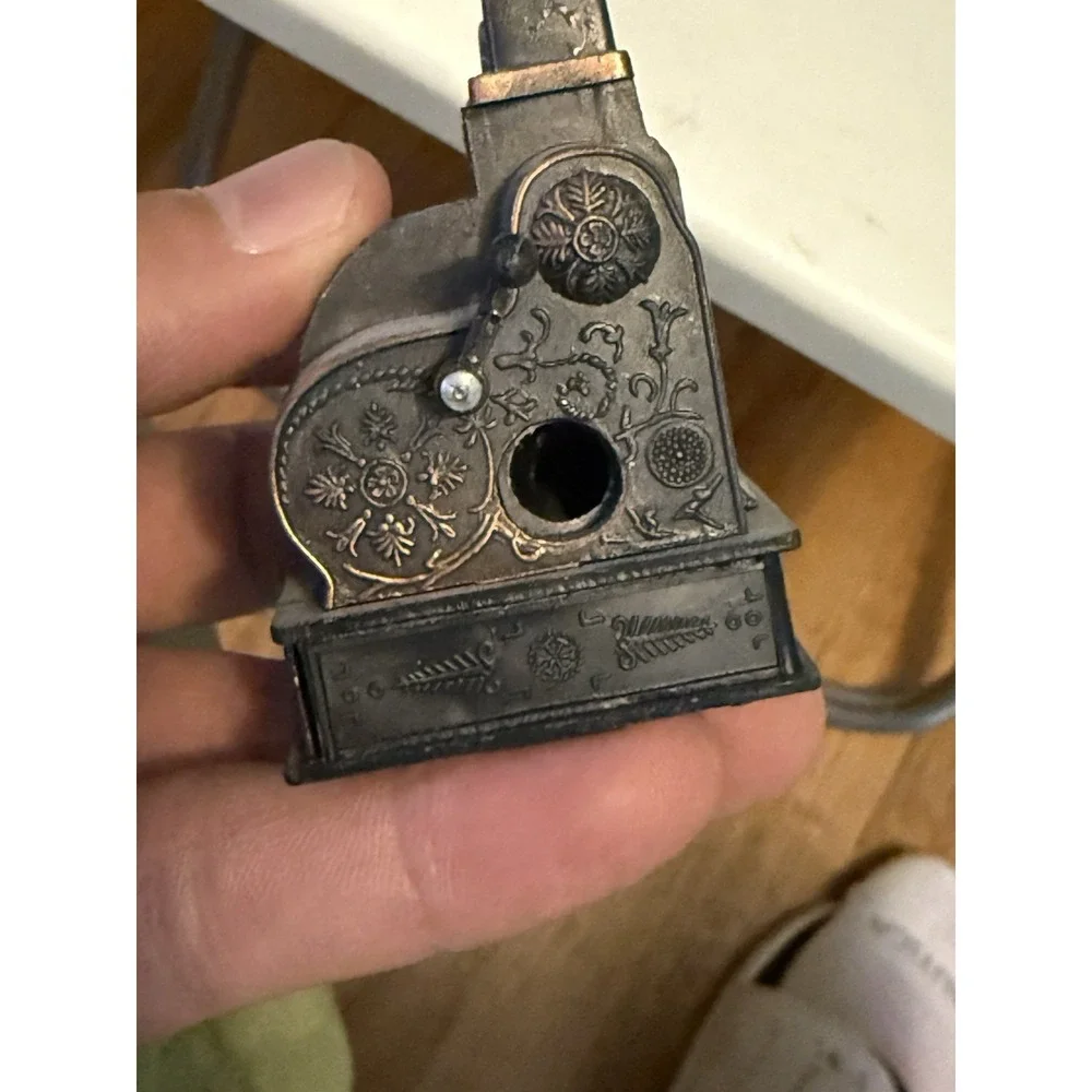 Vintage Metal Pencil Sharpener Figural Cash Register Antique Finish Home Decor
